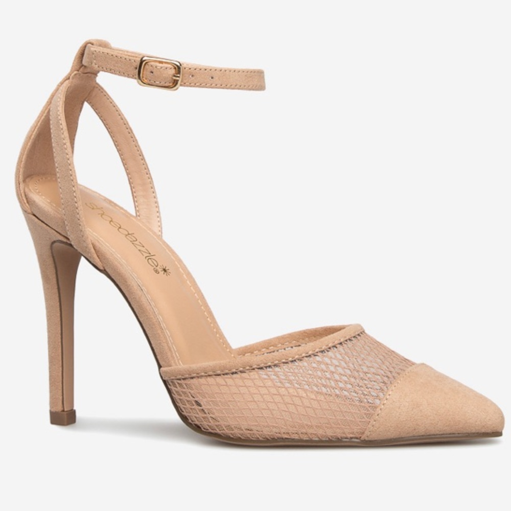 NWT Shoe Dazzle Beige Mesh Detail Heeled Pumps - Picture 5 of 10